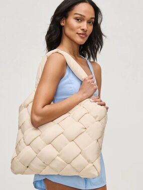 Sol & Selene “ILLUMINE” Woven Nylon Tote Bag - Cream - NWT